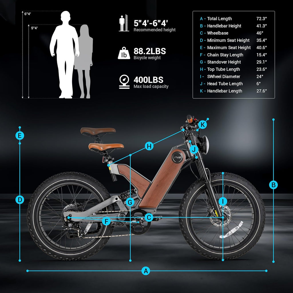 Electric Commuter Bike with Fat Tires, 48V Battery, 7 Gears L532586