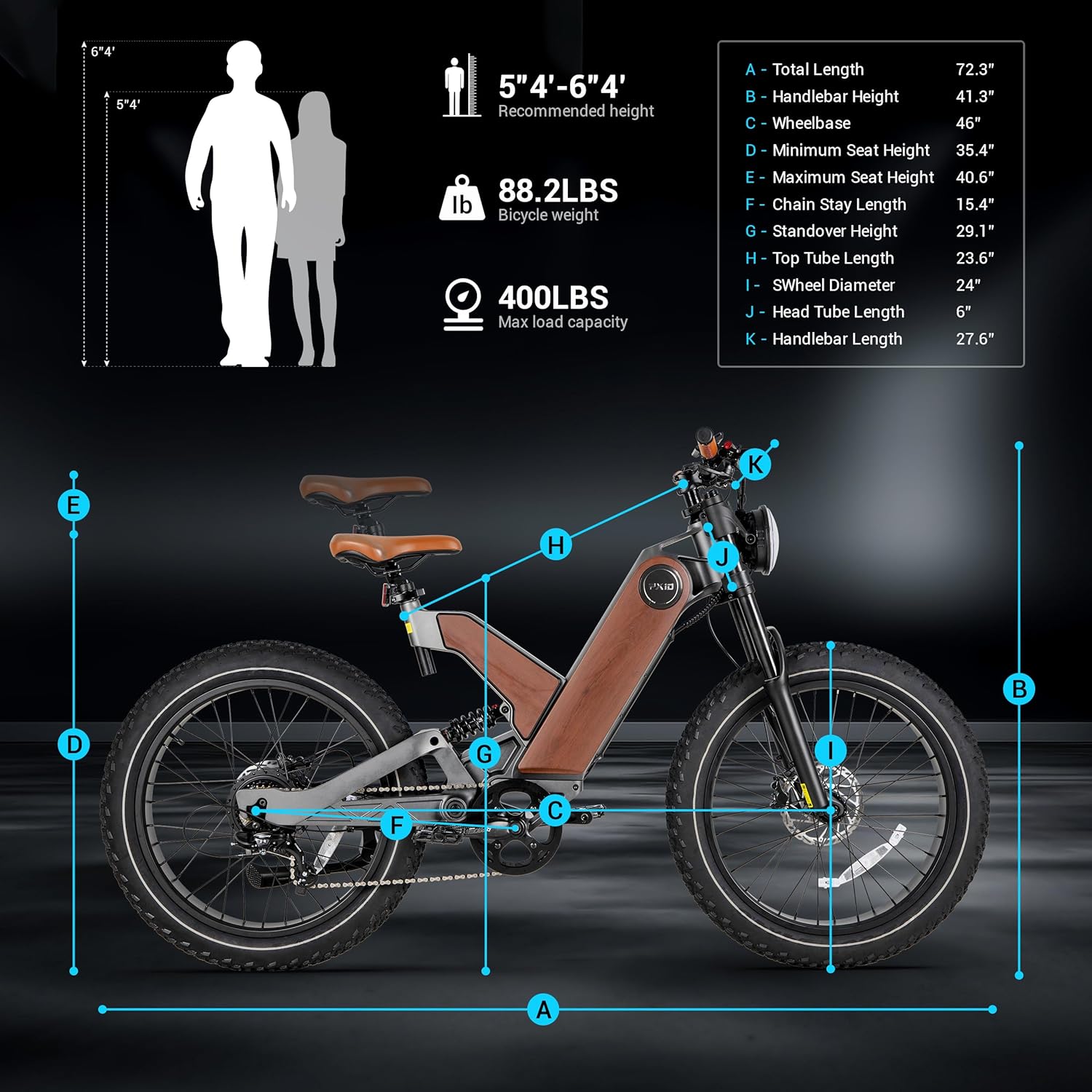 Electric Commuter Bike with Fat Tires, 48V Battery, 7 Gears L532586