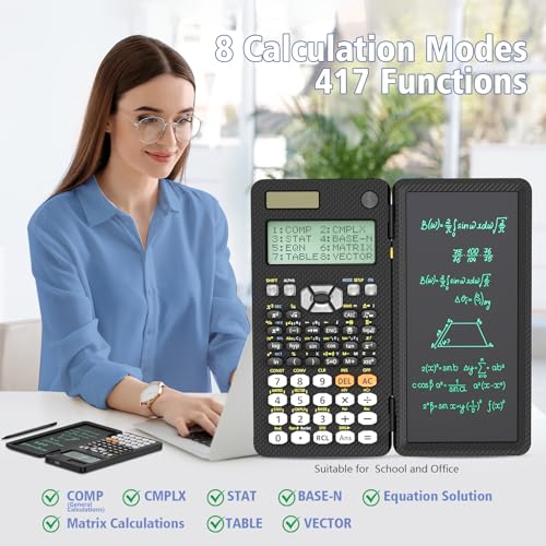 Scientific Calculator with Notepad, 2-Line Display, Solar and Battery Powered Q967