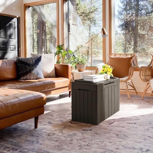 31 Gallon Resin Deck Box Waterproof Indoor Outdoor Storage for Patio Cushions and Garden Tools L90121