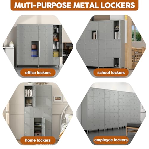 6 Door Metal Storage Locker with 18 Hooks, Black & Dark Grey K6611
