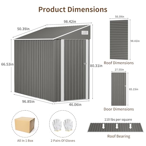 Resin Outdoor Storage Shed with Floor and Window, Lockable Small Tool Shed for Garden Patio Backyard, Light Gray V985