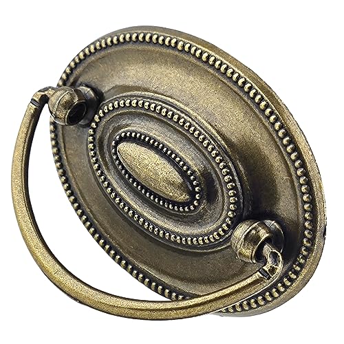 MuDuJia 2 1/4" Antique Brass Bail Drawer Pull Oval Drop Swing Handles Cabinet Knob Hardware 57 mm 2.25" Centers