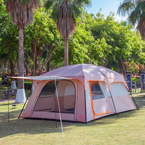 Extra Large Family Cabin Tent 2 Rooms 3 Doors 3 Windows Waterproof for Camping H460