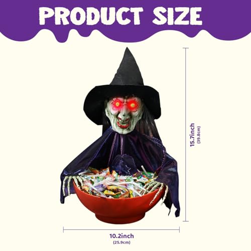 Halloween Candy Bowl Witch Decorations with LED Lights Q72681