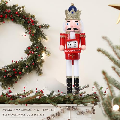 16 Inch Wooden Nutcracker Christmas Decoration for Table Desktop Fireplace Indoor Home H891