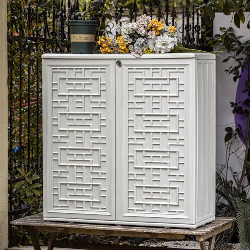 Outdoor Storage Cabinet Waterproof with Shelf for Patio and Garden U239