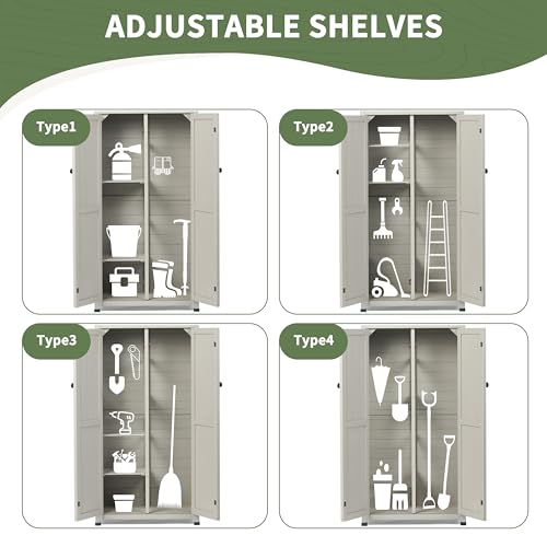 Outdoor Storage Shed with Floor and Adjustable Shelves D415352