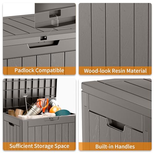 100 Gallon Resin Deck Box, Lockable Patio Outdoor Storage, Waterproof - Black F75230