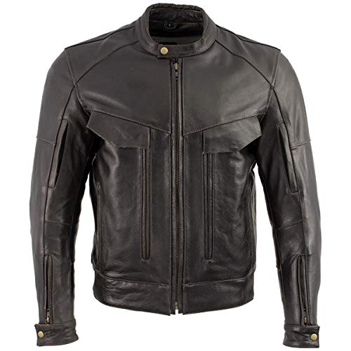 Men's Retro Distressed Brown Leather Jacket N767