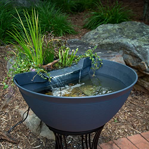 Container Water Feature Kit with Waterfall Fountain, Pump & Filtration for Indoor & Outdoor Mini Pond O74793