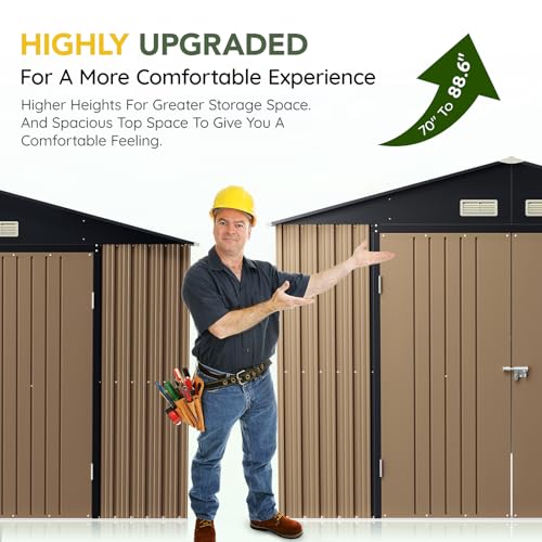 Outdoor Storage Shed 10 x 12 ft Metal Garden Utility with Lockable Doors U582216