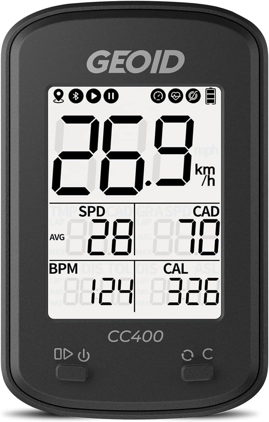 CC400 GPS Bike Computer,Wireless Bluetooth Waterproof Bicycle Speedometer Odometer,Rechargeable Cycling Computer MTB Tracker with LCD Automatic Backlight Display