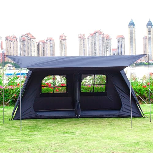 Extra Large Family Cabin Tent for Camping, 2 Rooms, 3 Doors, Waterproof E6603
