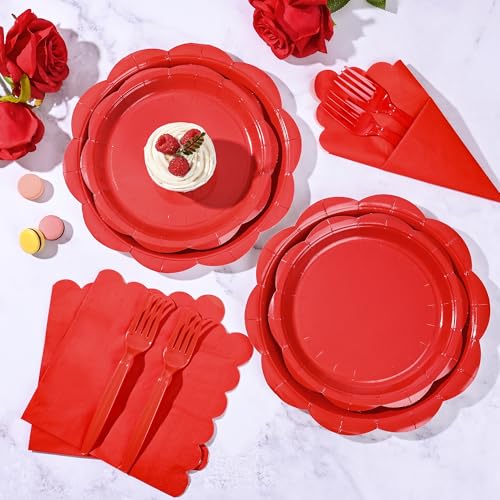 Ivory Paper Plates and Napkins Set for 50 Guests, Disposable Tableware with Utensils M509