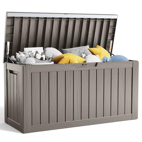 100 Gallon Resin Deck Box, Lockable Patio Outdoor Storage, Waterproof - Black F75230