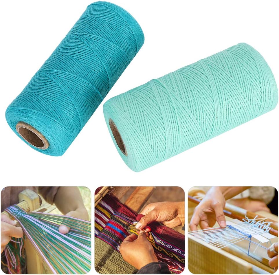 2 Rolls Cotton Loom Warp Yarn for Knitting Tatting Carpet Tapestry Crafts L42431