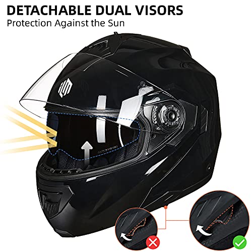 Modular Full Face Motorcycle Helmet with Dual Visor Y242540