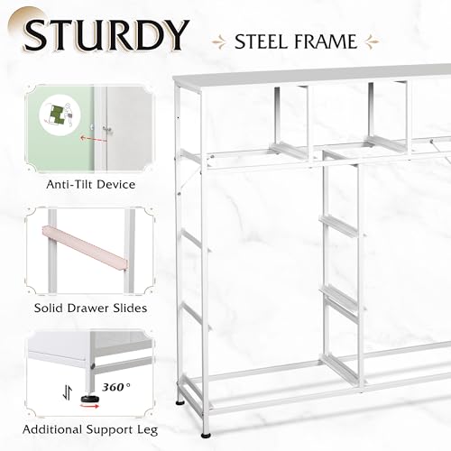 9-Drawer Fabric Storage Tower for Bedroom, Closet, Tall Chest Organizer with Steel Frame R839993