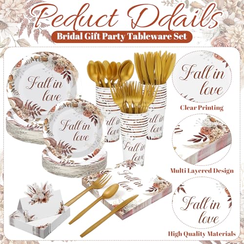 410 Pcs Terracotta Floral Paper Plates and Napkins Set for 50 Guests S1131