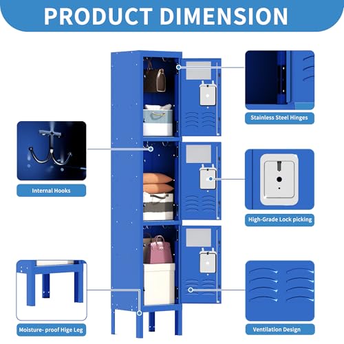 Steel Lockers for Employees, Lockable Storage Cabinet with Assembly X270
