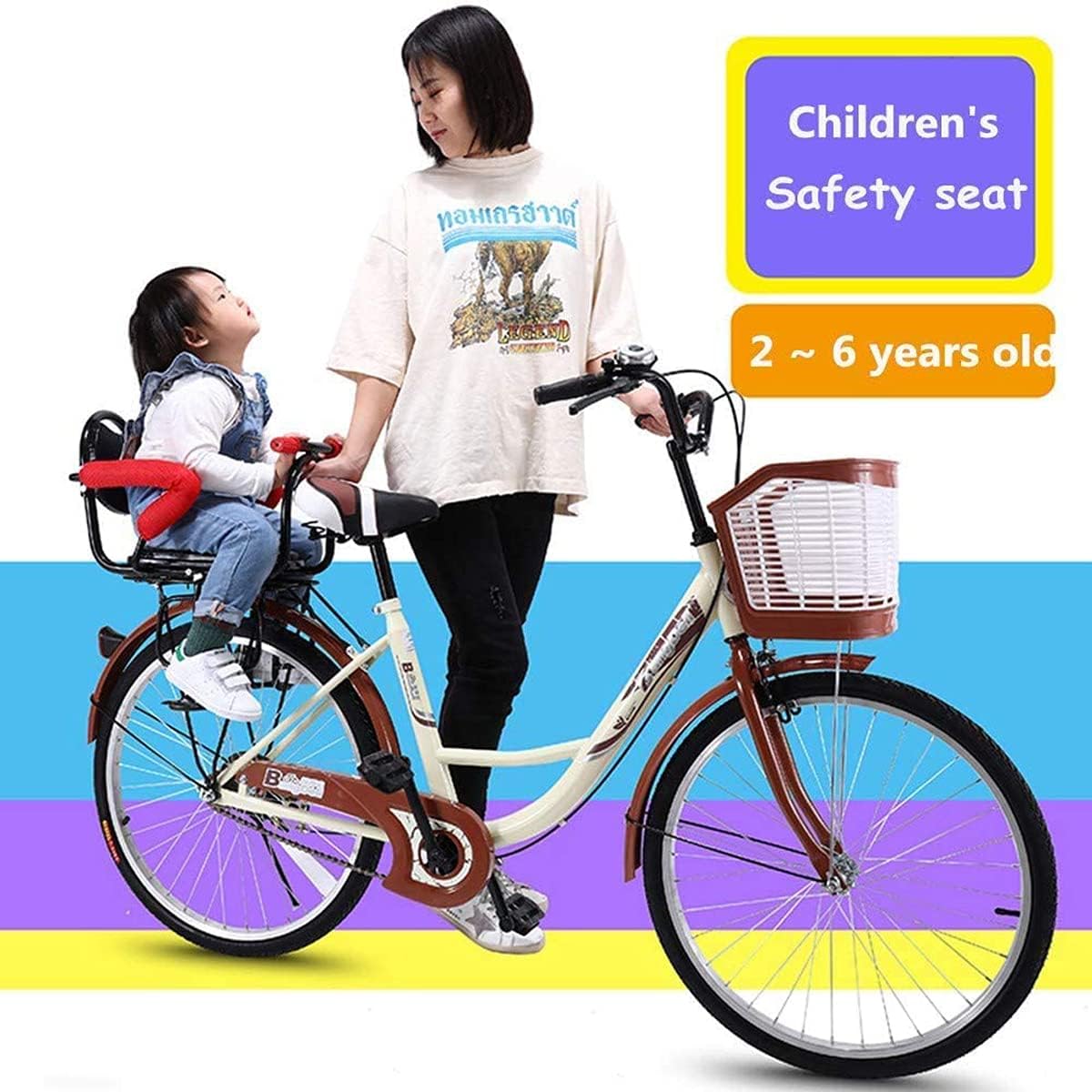 Kids Bike Rear Seat with Backrest and Foot Pedals T388