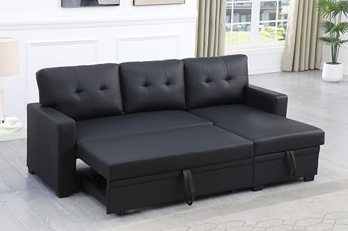 4-in-1 Convertible L Shaped Couch with Pull Out Bed and Storage Z983