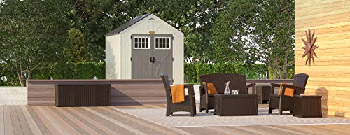 8' x 7' Resin Storage Shed with Reinforced Floor and Lockable Double Doors P4343