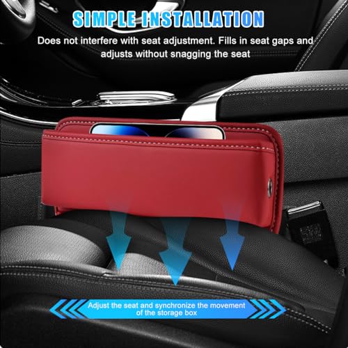 Car Seat Gap Organizer, Leather Console Side Storage Box, Adjustable Seat Gap Filler Pocket O8435