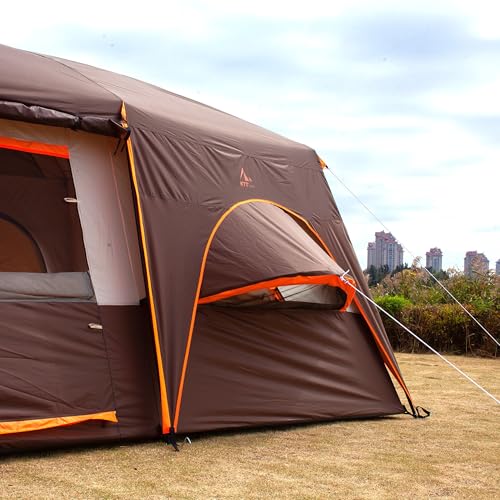 Extra Large Family Cabin Tent 2 Rooms 3 Doors 3 Windows Waterproof for Camping H460