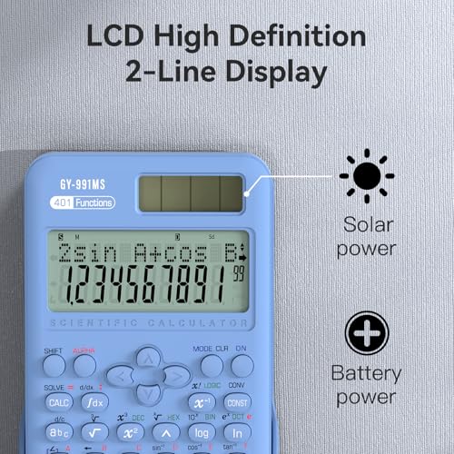 Scientific Calculator with Notepad, 2-Line Display, Solar and Battery Powered Q967