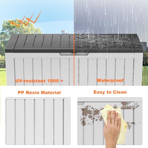 100 Gallon Resin Deck Box, Lockable Patio Outdoor Storage, Waterproof - Black F75230