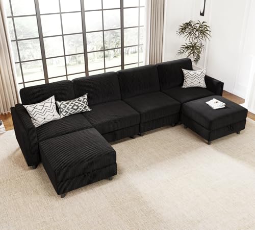 Modular Sectional Sofa Bed with Storage Ottoman, Beige S706