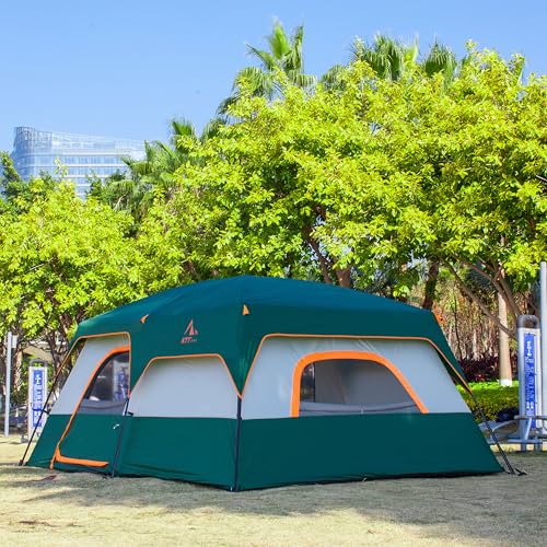 Extra Large Family Cabin Tent 2 Rooms 3 Doors 3 Windows Waterproof for Camping H460