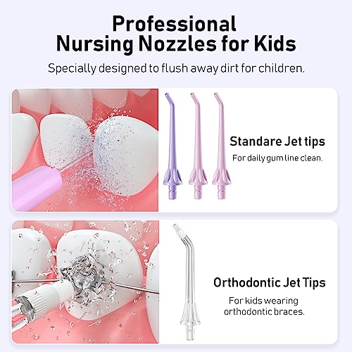 Portable Water Dental Flosser for Kids, 4 Modes, Rechargeable J493088