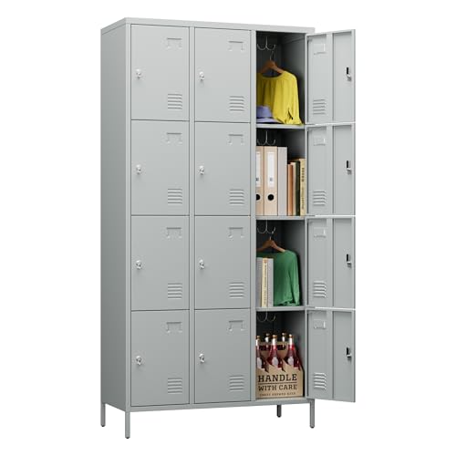 6 Door Metal Storage Locker with 18 Hooks, Black & Dark Grey K6611