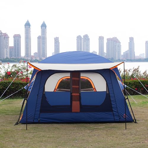 Extra Large Family Cabin Tent for Camping, 2 Rooms, 3 Doors, Waterproof E6603