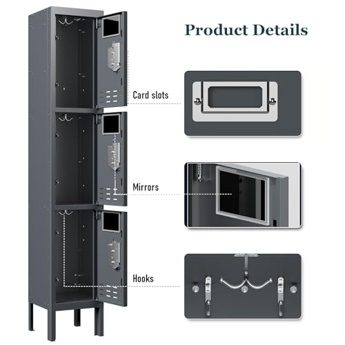 5-Door Steel Storage Locker with Hooks and Card Slots M92401