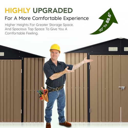 Outdoor Storage Shed 10 x 12 ft Metal Garden Utility with Lockable Doors U582216