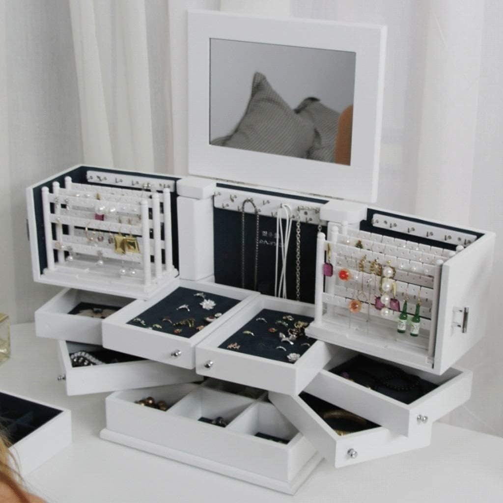 Wooden Jewellery Box with Mirror Lid V6129