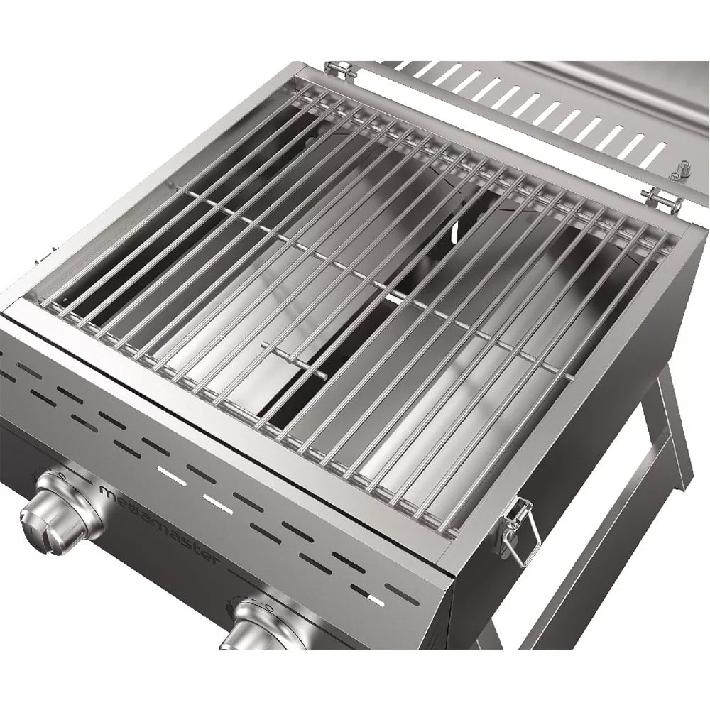 Stainless Steel 2-Burner Flat Top Propane Gas Grill, Portable O58491
