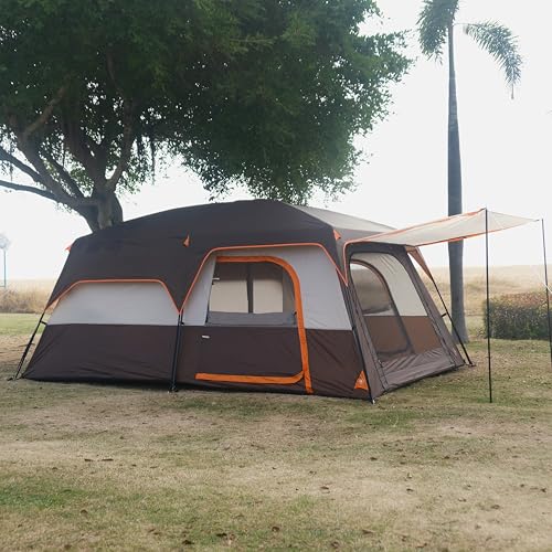 Extra Large Family Cabin Tent 2 Rooms 3 Doors 3 Windows Waterproof for Camping H460
