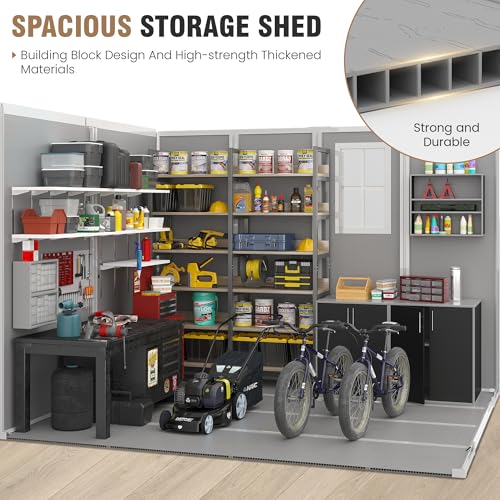 Outdoor Storage Shed 6x6 FT Resin with Floor and Lockable Door Z166