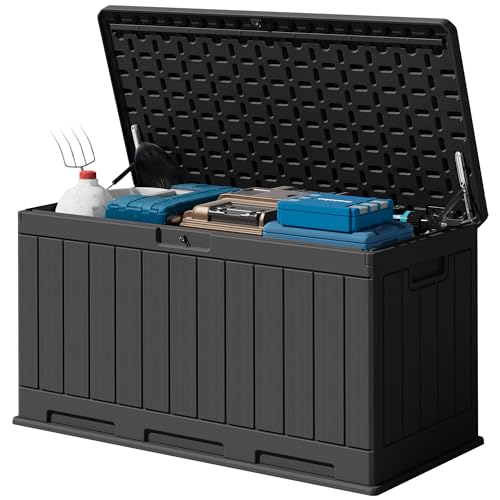 30 Gallon Waterproof Resin Deck Box for Outdoor Patio and Garden Storage Q30388