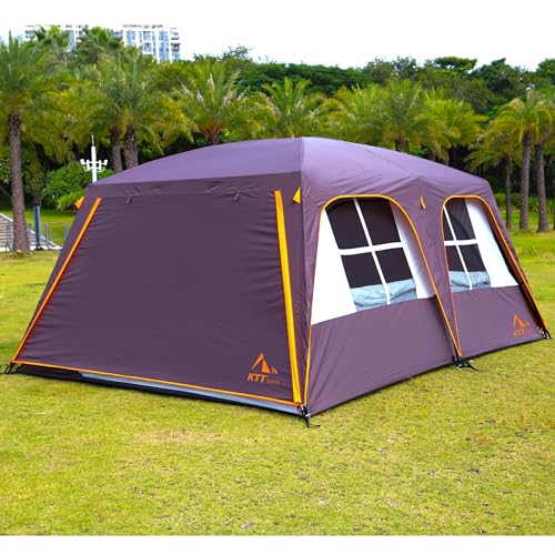 Extra Large Family Cabin Tent for Camping, 2 Rooms, 3 Doors, Waterproof E6603