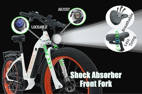 Electric Bike for Adults, 1000W Brushless Motor, 48V 15AH Removable Battery, 26" Fat Tire W393