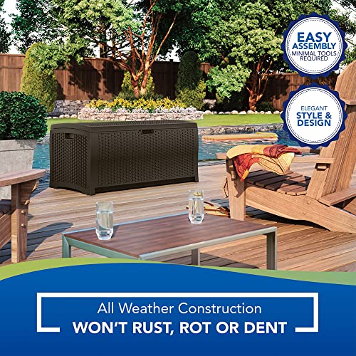 Outdoor Storage Box 73 Gallon Waterproof Deck Box with Lockable Lid W104830