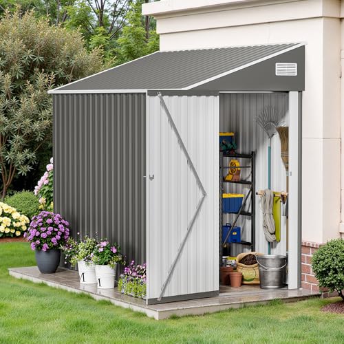 Resin Outdoor Storage Shed with Floor and Window, Lockable Small Tool Shed for Garden Patio Backyard, Light Gray V985