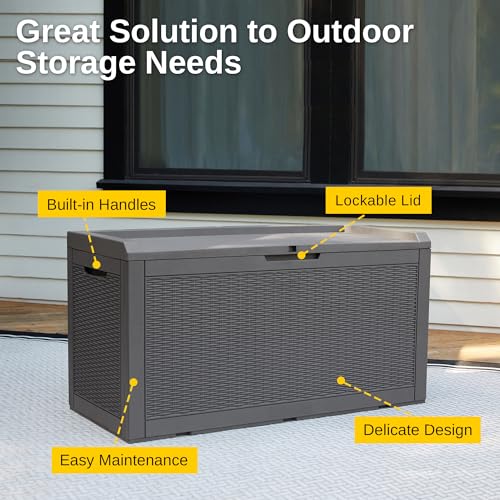 Outdoor Storage Box 31 Gallon Waterproof Resin Deck Box V3075