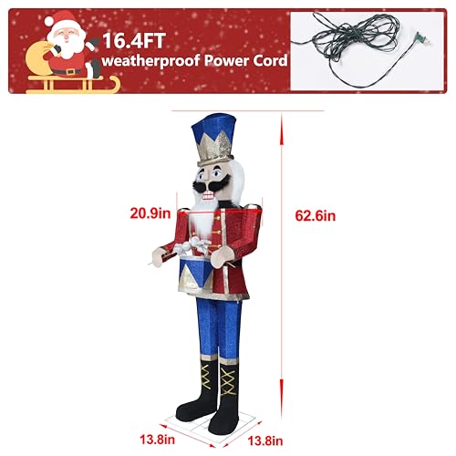 5FT Outdoor Lighted Nutcracker Christmas Decoration with Drum L6088